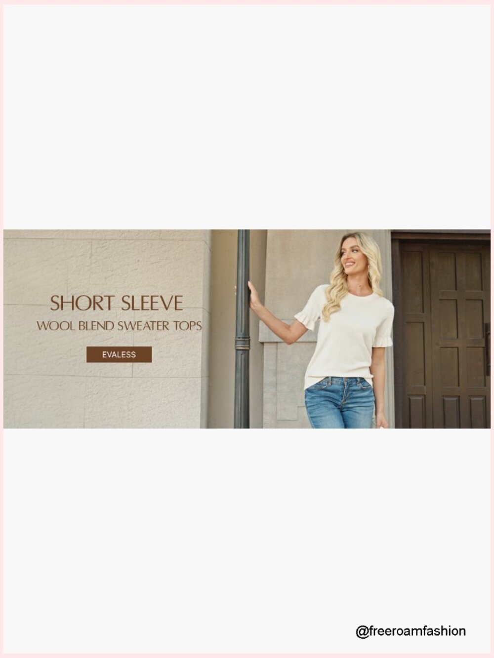 Wool Blend Short Puff Sleeve Sweater Knit Top Crewneck Casual - Picture 7 of 7